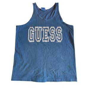 Vintage 1993 Guess Georges Marciano Spellout Tank Top Men's Medium Blue